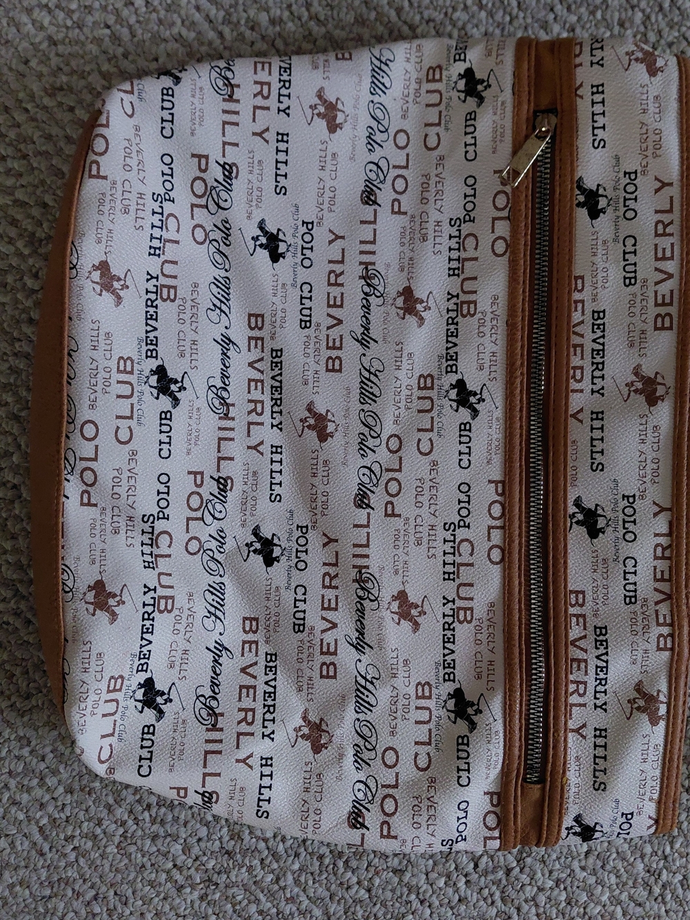 Beverly Hills Polo Club Tan & White Logo Tote Bag - Picture 3 of 7